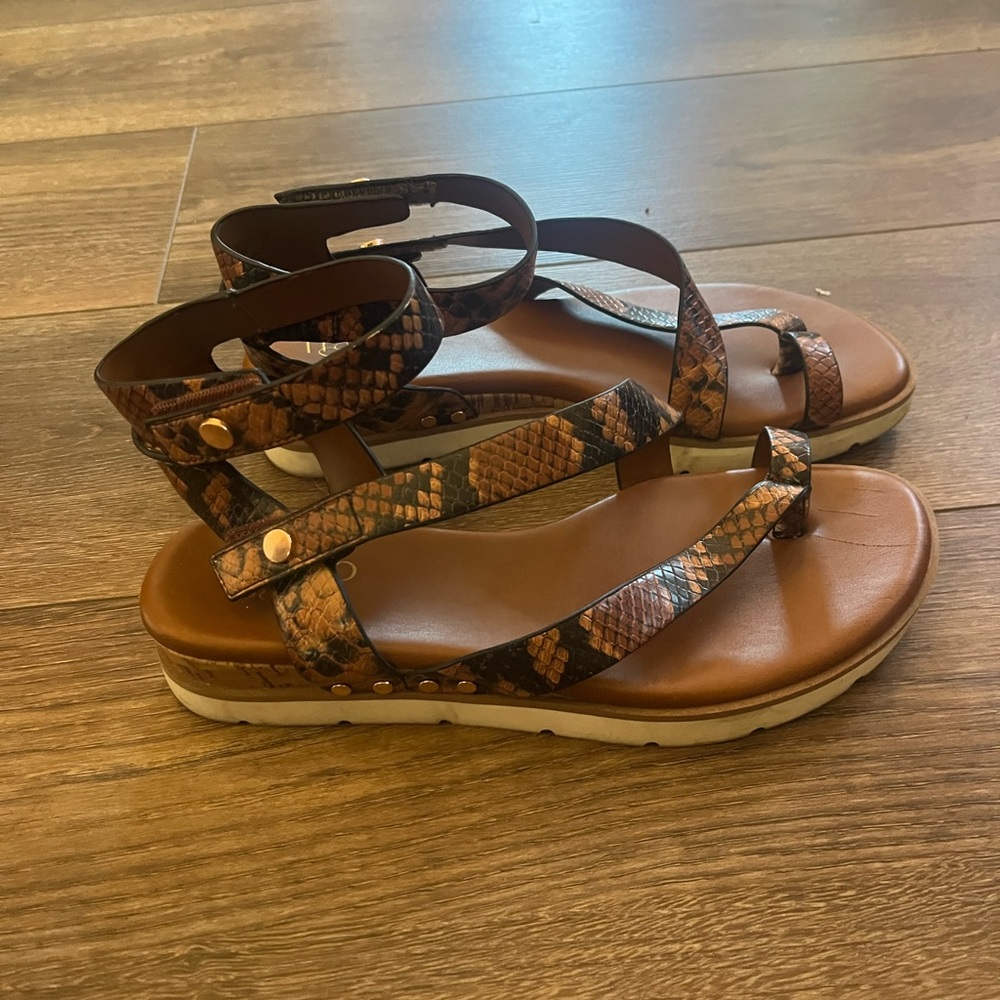 Franco Sarto Brown Snake Print Sandals